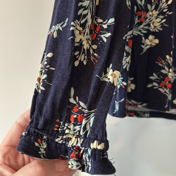 Anthropologie One September Floral Peasant Top Embroidery, Lace Up Neck Small - Picture 6 of 13